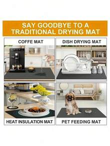 SHEIN 1PC 3D Floral Pattern Absorbent Quick Dry Silicone Drying Mat Waterproof Slip Resistant Kitchen Counter Pad For Dishes Cups Coffee Maker Utensils Non Slip Cozy Home Decor Spring Summer Decor Kitchen Essentials Housewarming Gift