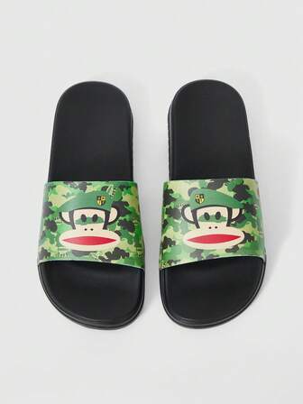 Paul Frank X ROMWE Women's Summer Fashion Camouflage Cartoon Monkey Pattern Slippers