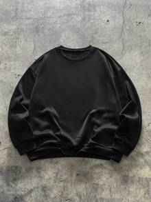 AXEPEAK Plus Size Men's Round Neck Pullover Sweatshirt With Rhinestone Spider Pattern, Suitable For Autumn And Winter, Long Sleeve Top - Black - View 2
