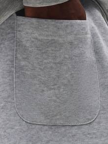 SUMWON 加厚运动裤 阔腿抽绳抓绒慢跑裤 冬季舒适休闲裤 纯色 - 灰色 - 查看 8