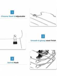 6-Layer Multifunctional Clothes Hanger With Clips For Pants And Skirts, Black, 1pc - Silver - View 2