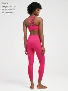 GLOWMODE 24英吋featherfit™跨越式瑜伽打底褲,柔軟舒適高彈性跨越腰部運動緊身褲 - 熱帶粉紅色 - 查看 8