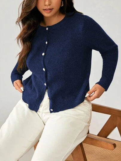 Nubod 大码合身浪漫简约珍珠开衫