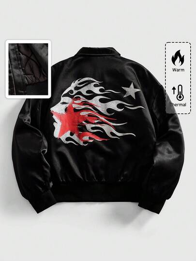 Street Life Veste décontractée zippée à imprimé étoile graphique pour hommes, hiver