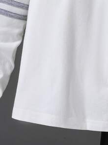 男童休闲拼布圆领长袖T恤 - 白色 - 查看 4