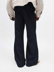 SUMWON 喇叭裤细条纹正装阔腿职业商务休闲裤 - 藏蓝色 - 查看 2