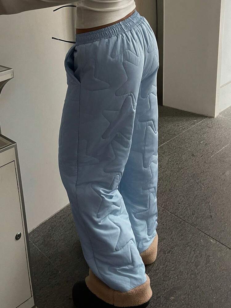 Women's Star Pattern Quilted Loose Fit Pajama Bottoms, Winter