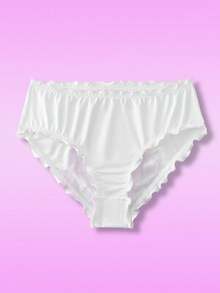 White Ruffle Trim Printed Manga/Anime Style Cute & Quirky Teenage Girl Underwear Panties - White - View 2
