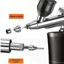 SHEIN Basic living 1PC/2PCS 便捷单动喷枪，0.3mm 喷嘴，带金属气瓶，家用高压雾化器配件，保湿雾化器，适用于模型制作、美甲、汽车喷漆、美容喷雾、DIY 工艺礼品 - 彩色 - 查看 3