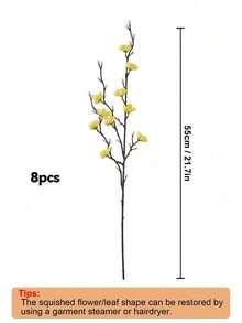 SHEIN Basic living 1/4/8/12Pcs Artificial Flowers Yellow Plum Blossom 21.7'' Fake Winter Sweet Long Stem Plastic Flowers Home Hotel Office Wedding Party Garden Decor - 黃色 - 查看 9