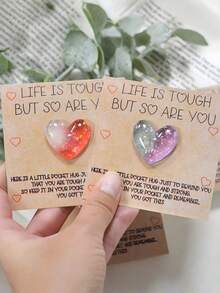 1pc Heartfelt Resin Pocket  With Inspirational Cards - Perfect For Birthdays, Weddings, Valentine's Day & More - Thoughtful Mini Gift With Encouragement Greeting Pocket  Cards- Perfect Gift For Friends, Family, And Guests - Multicolor - View 4