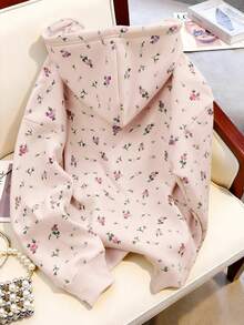SHEIN Sudadera con estampado floral diminuto de talla grande - Multicolor - Ver 2