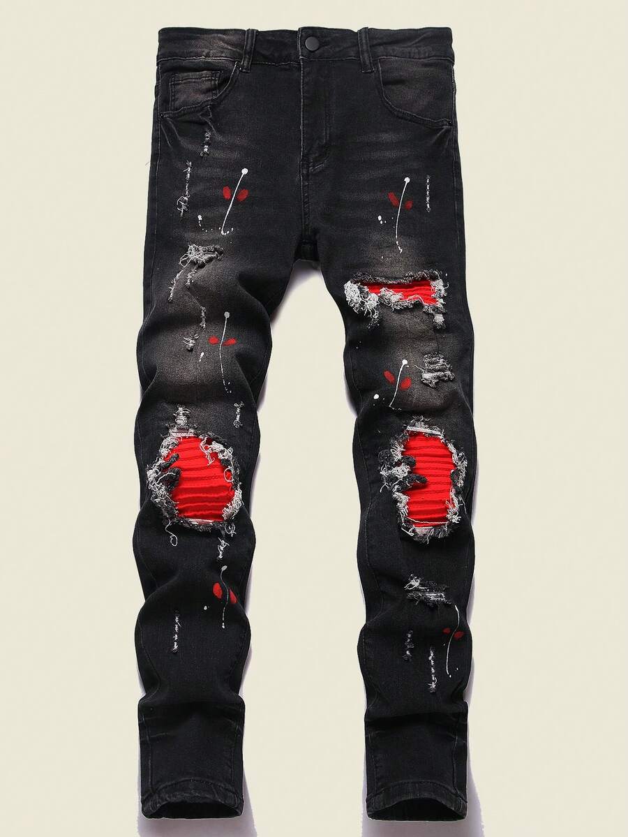 Manfinity LEGND 男士撞色休闲牛仔裤 - 灰色 - 查看 1