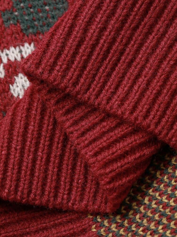 Men's Christmas Style Round Neck Sweater With Matching Scarf, Multi-Color, Suitable For Autumn/Winter,New Year