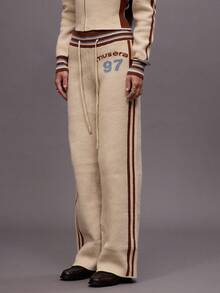 MUSERA Wide Leg Side Stripe Graphic Knit Jogger Bottoms Only Winter Night Out Going Out Streetwear Cute Back To School Sexy Uncut Evening Party Elegant Spring Spring Summer Vacation - Multicolor - View 3