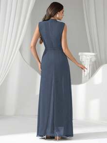 Coutiva Luxury Sequin & Pearl Collar Evening Gown, High-End Formal Dress With Elegant Vibe