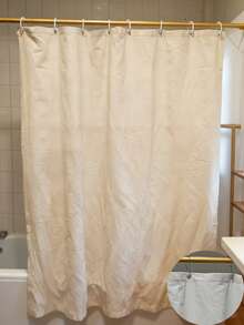 1件浴帘，米色亚麻质感面料，速干布，保护浴室隐私，装饰家居浴室，秋季装饰，浴室配件，返校季 - 米色 - 查看 2