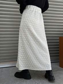 FRIFUL 女士休闲通勤简约百搭纯色纹理面料直筒裙