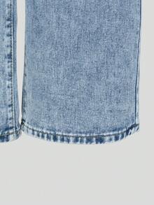 Lässige Mode für Tween Mädchen, hellblaue Denim-Farbe, Schmetterlingsdruck, lockere, weite Beinpartie, entspannte Passform, bequem, alltagstauglich, vielseitig, für die Schule, lässige verwaschene Denim-Hose