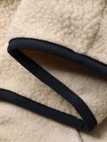 DAZY Apricot & Gray Contrast Color Faux Shearling Hem & Cuff Men's Jacket & Coat, Autumn/Winter