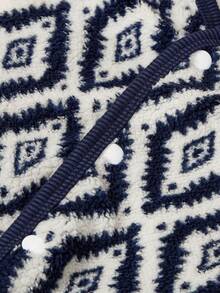 PETSIN 1pc Pet Cat Dog Universal Fashion Classic Geometric Print Double Sided Elastic Plush Comfortable Warm Open Button Dog Sleeveless Jacket - Multicolor - View 6