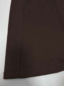 SHEIN LUNE 女式纯色前扣高领长袖大衣，秋冬 - 咖啡棕 - 查看 7