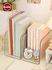 Madebyblanc Transparent Acrylic Book Stand, Desktop Book File Storage Divider, Shelf Holder For Student Desk And Office Organizer Back To School - Clear - View 10