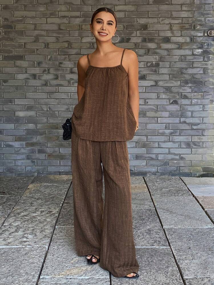 Women's Summer Vacation Style Camisole And Pants 2 Pieces Set
