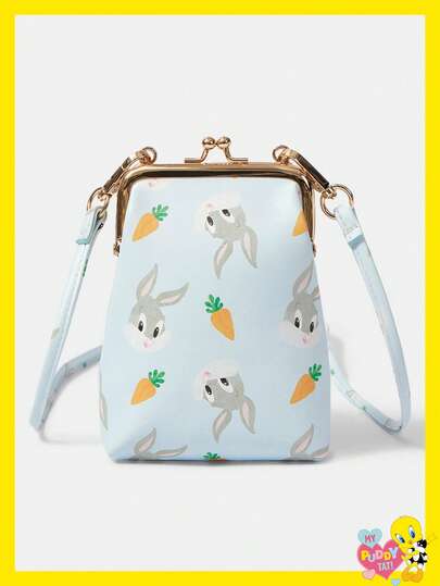 LOONEY TUNES X SHEIN 蓝色兔子可爱夹子时尚便携女士斜挎包
