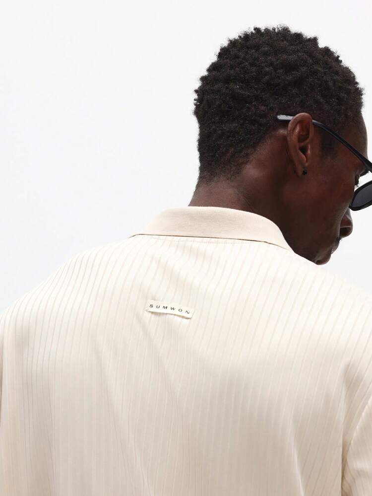 Ribbed Long Sleeve Polo With Collar