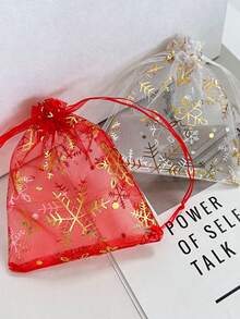 Bolsas de papel de regalo - Copo de nieve rojo - Ver 3