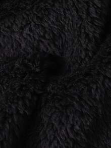 1pc Tween Girl Solid Long Sleeve Collar Fuzzy Jacket