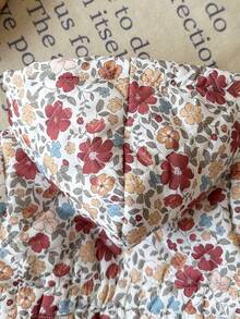 SHEIN Baby Girl 6Months-3Years Baby Girl Fall For Girl Casual Daily Style Coat,Flower-Printing Thicker And Warmer Hooded Padded Jacket - Multicolor - View 5