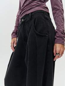 Nöista These Dark-Wash Jeans Feature A Relaxed Wide-Leg Silhouette With Soft Structure And Clean Seam Detailing. Designed For Comfort And Style, They Pair Effortlessly With Winter Tops And Jackets, Making Them Perfect For Everyday Wear, Casual Christmas Outings, Or Cozy Women's Winter Clothes Collections. - Dark Grey - View 16