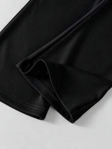 SHEIN 2件套年轻女孩简约时尚黑色蝴蝶结装饰上衣和黑色裤子运动服套装 - 黑色 - 查看 8