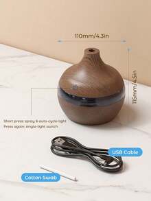 Madebyblanc Wood Grain Humidifier LED Night Light Mist Maker Air Humidifier Essential Oil Diffuser Small Humidifiers For Bedroom Office Car Home