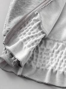 1件女童休闲时尚荷叶边连帽针织外套，女童长袖拉链休闲百搭外套，适合日常休闲、秋冬季外出穿着 - 灰色 - 查看 9