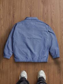 TOKVUE Men's Casual Jacket, INS Streetwear Plaid Zip-Up Loose Jacket, Suitable For All Seasons, Suitable For Music Festivals And Daily Wear, Gift For Boyfriend/Husband, Y2K Style , Blue Jacket , Blue Bomber Jacket , Plaid Jacket , Zip Up Jacket, Fall