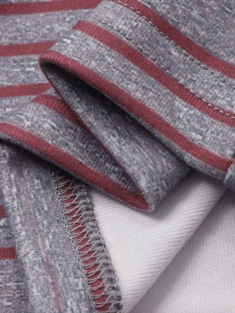 Women's Striped Casual Hooded Loungewear Set, Autumn/Winter