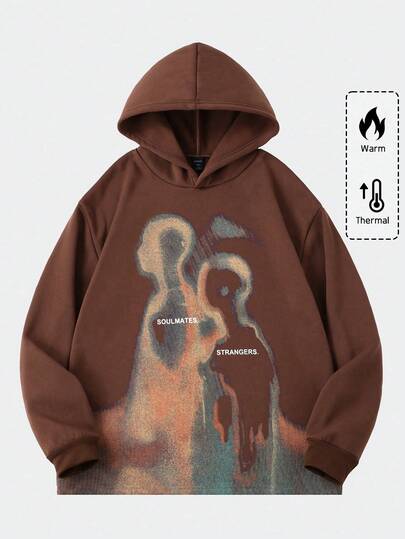 Street Life Felpa con cappuccio da uomo con stampa figura in immagine termica in stile retrò da strada