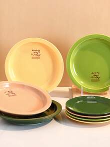 Joivida 1pc Retro English Ceramic Plates Are Suitable For Pasta, Salads, Desserts, Sushi - Multi-Functional Kitchen Tableware, Suitable For Dining, Family Gatherings, Hot Pot, All-Season Accessories, Tableware Sets, Suitable For Student Back-To-School Season/Family Tableware/Festival Gifts - Multicolor - View 6