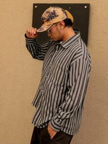 DAZY Braun gestreiftes Herrenhemd, Herbst