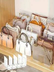 4PCS Clear Wardrobe Bag Storage Tote Purse Bag Divider Removable Cabinet Rack, Wardrobe Suitable For Bedroom Bathroom Office Practical Book Divider L Shape Storage Rack, Space Saving Storage Rack, Car Organizer Storage Bins Drawer Organizer, For Clothing Wardrobe Storage Closet Dividers Closet Dividers Sweater Sock Pants Jeans Underwear - transparent - View 3