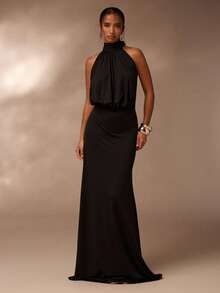 Glamine Women's Fashionable Black Backless Dress Gala Dress Elegant Black Formal Evening Gown Black Dress Classy Elegant Black Tie Event Dress Gowns Glamorous Dress - Black - View 7