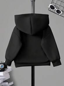 Sudadera con capucha forrada térmicamente con estampado de dibujos animados italianos para niño pequeño, adecuada para salidas en otoño/invierno