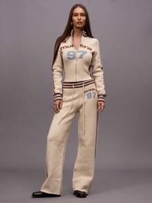 MUSERA High Neck Zip Through  Graphic Knit Sweater Cardigan Only Autumn Fall Winter Night Out Going Out Streetwear Cute Back To School Sexy Uncut Evening Party Elegant   Spring Y2K - Multicolor - View 5