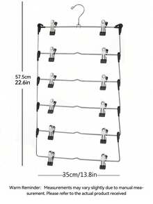 6-Layer Multifunctional Clothes Hanger With Clips For Pants And Skirts, Black, 1pc - Silver - View 11