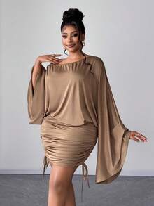 Maweii فستان ضيق أنيق بكتف غير متماثل، مقاس كبير، أنيق وعملي