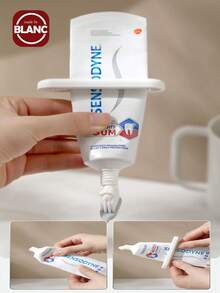 Madebyblanc 2 件手动护手霜分配器、洗面奶、牙膏挤压器，日式新款休闲创意牙膏架，适用于浴室、简约设计、化妆、便宜、房间装饰、梳妆台、旅行、卧室、化妆配件 - 白色 - 查看 5