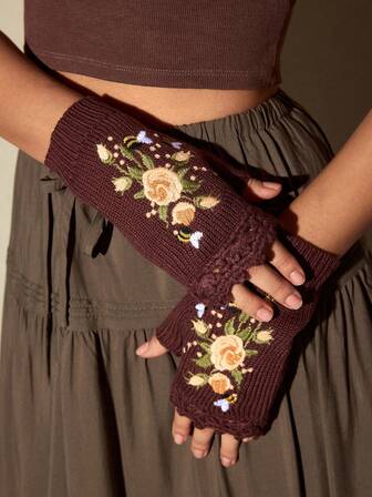 Fairycore Guantes sin dedos para mujer